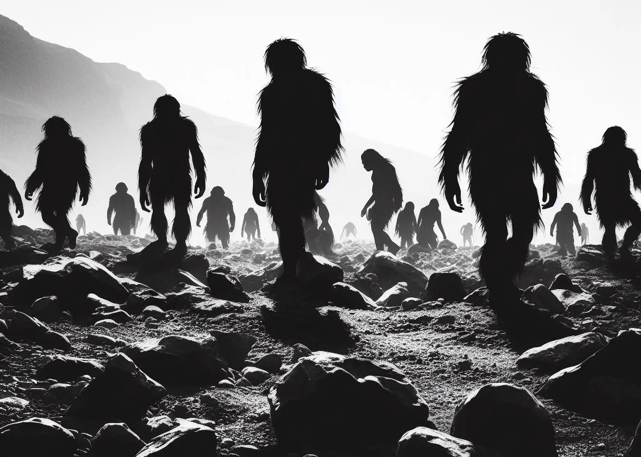 B&W Neanderthal sihouette